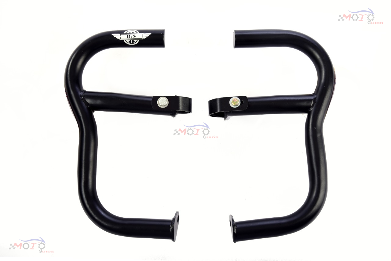 JAWA AND YEZDI E SHAPE GUARD IN STAINLESS STEEL (BLACK POWDER COATED)