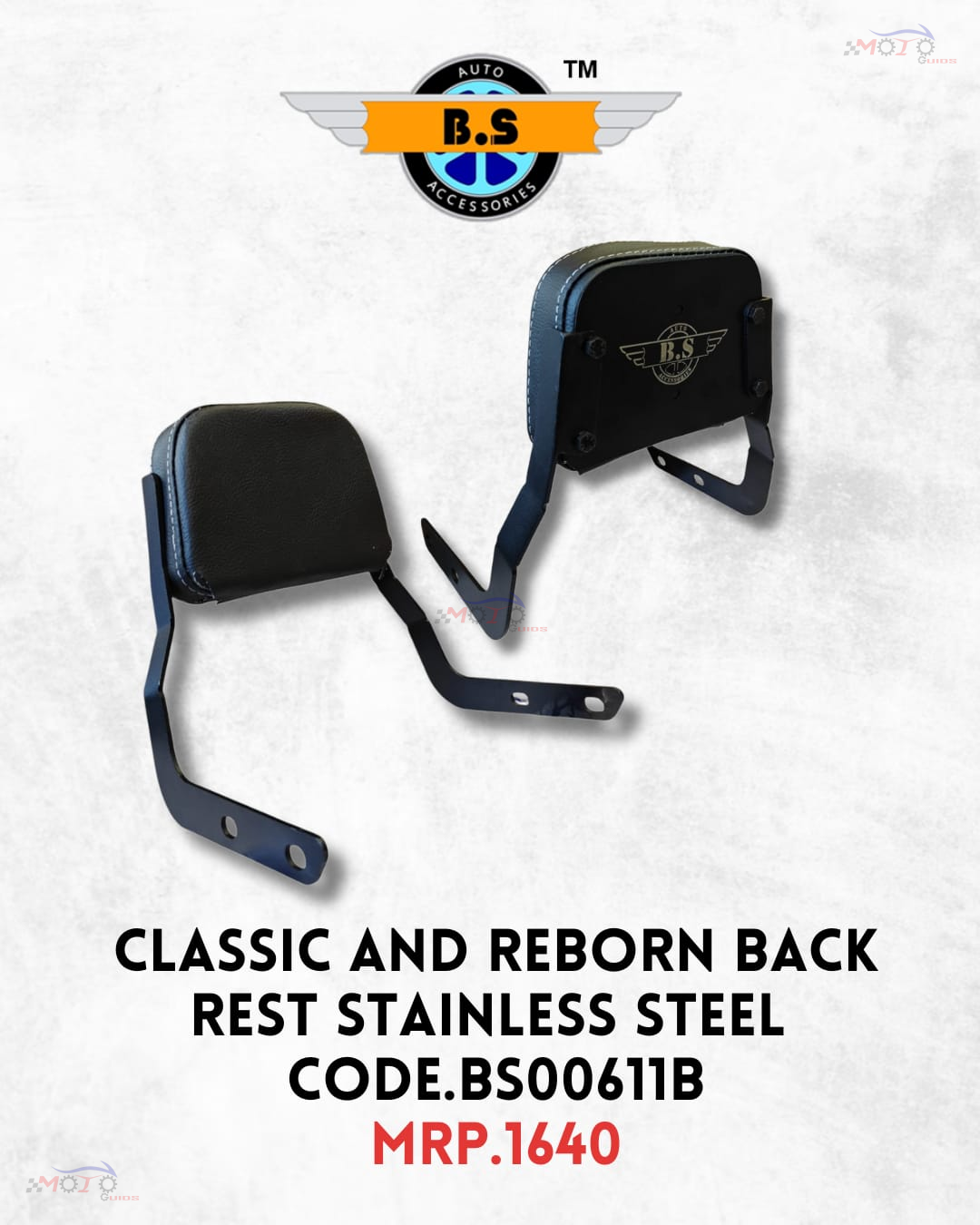 CLASSIC AND REBORN BACKREST STAINLESS STEEL BLACK.