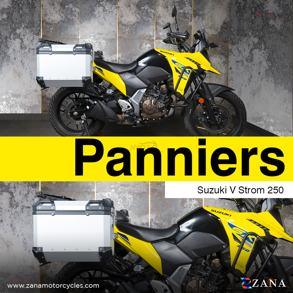 Zana- PANNIERS FOR SUZUKI V-STROM 250 (36LTR ALUMINIUM SILVER WITH FRAME )
