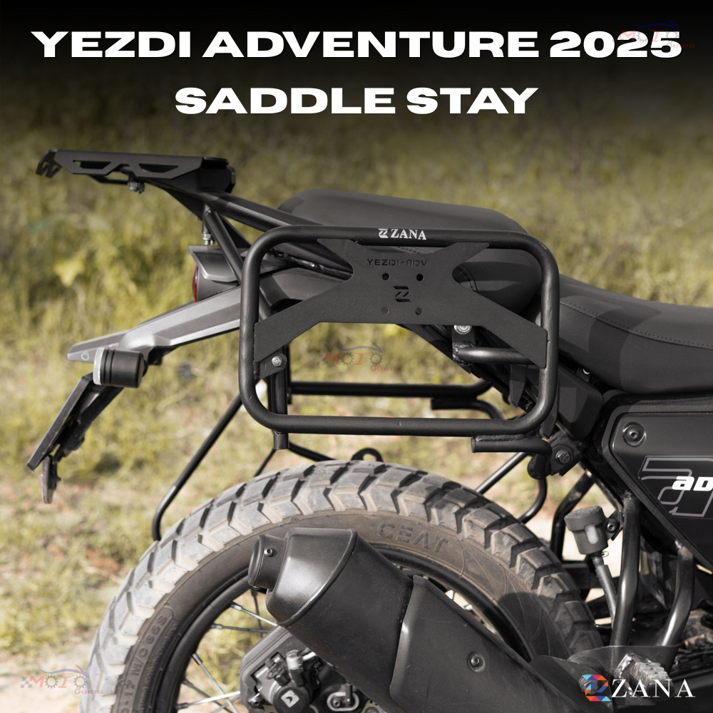 Zana- Roadster Saddle Stay With Jerry Can Mount For Yezdi Adventure 2025 (Black)