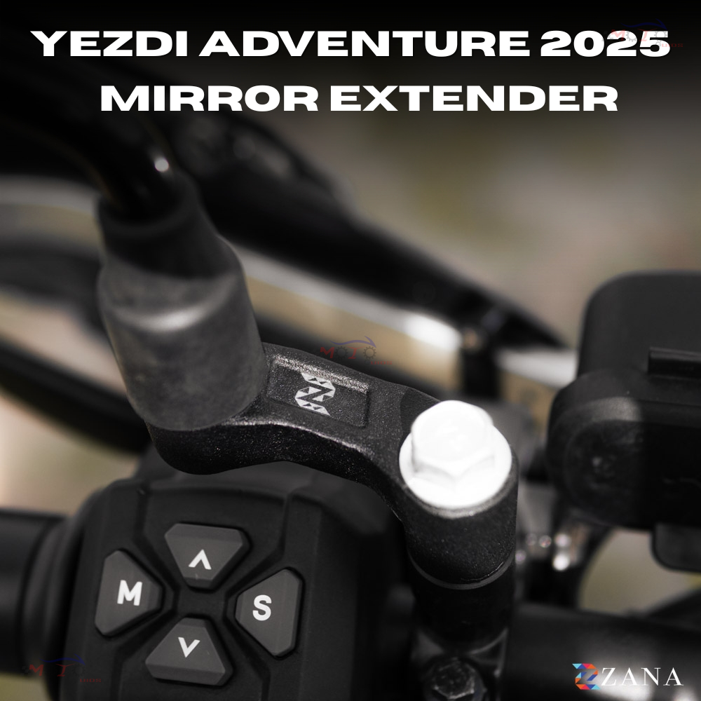 Zana- Mirror Extender For Yezdi Adventure 2025 (Black Texture Aluminium)