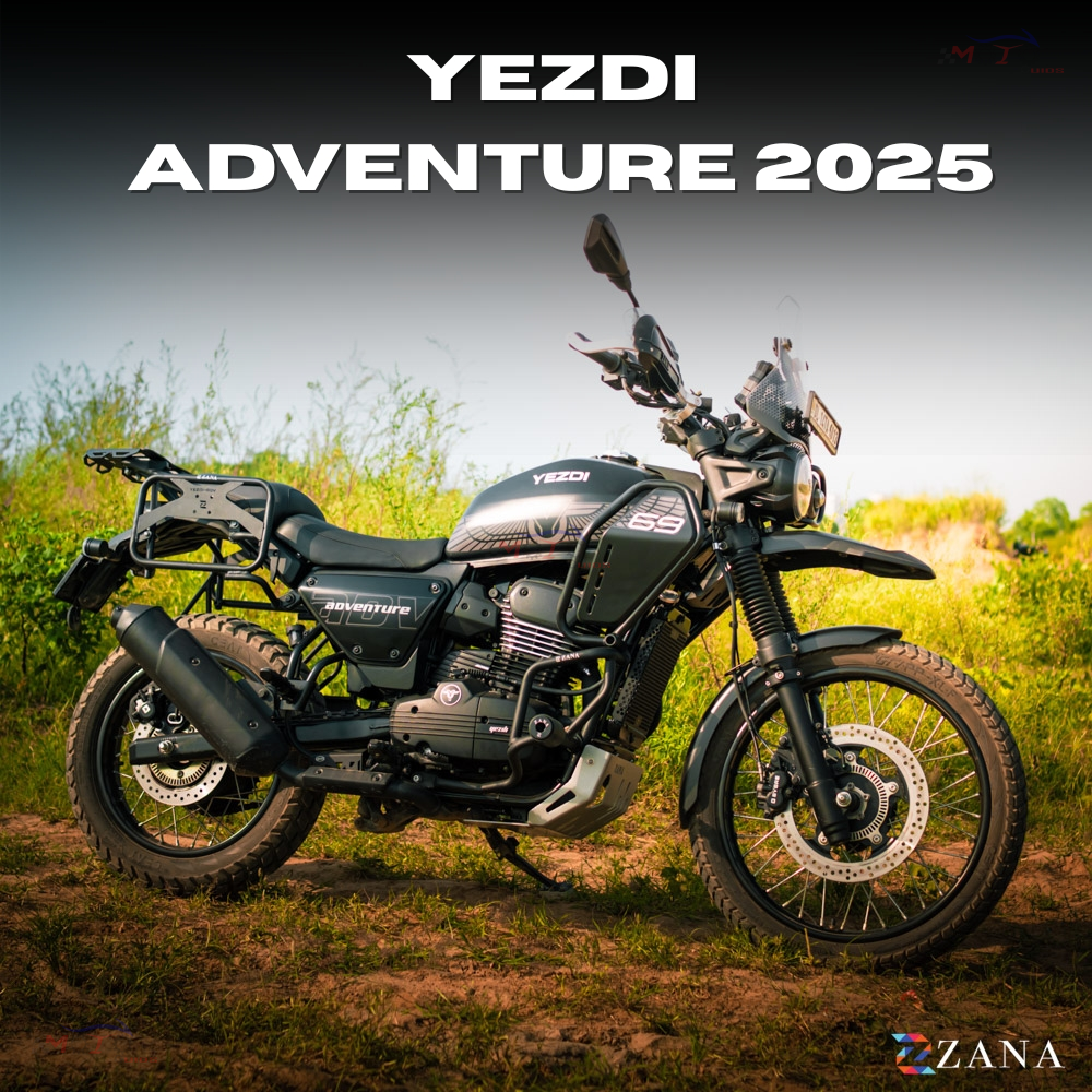 Zana- Crash Guard With Slider For Yezdi Adventure 2025 (Black) (COMPATIBLE WITH OEM TANK GUARD)