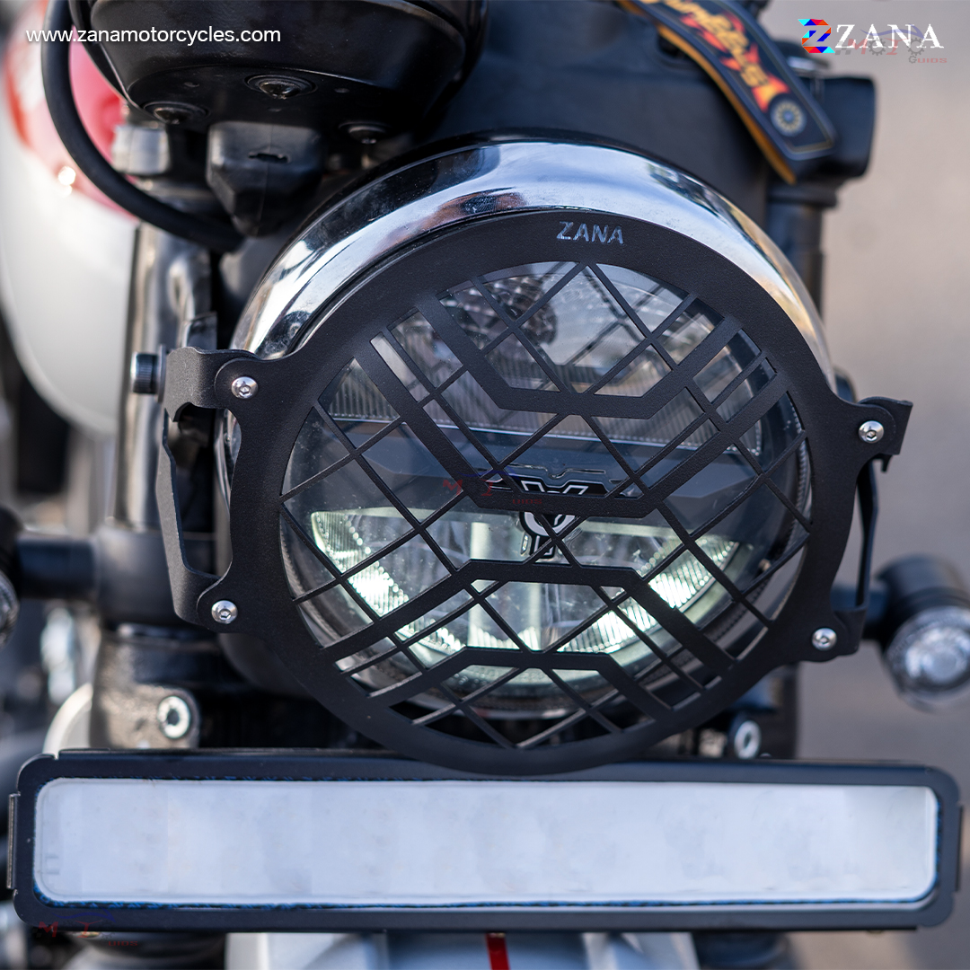 Zana- YEZDI SCRAMBLER HEAD LIGHT GRILL SS (BLACK)