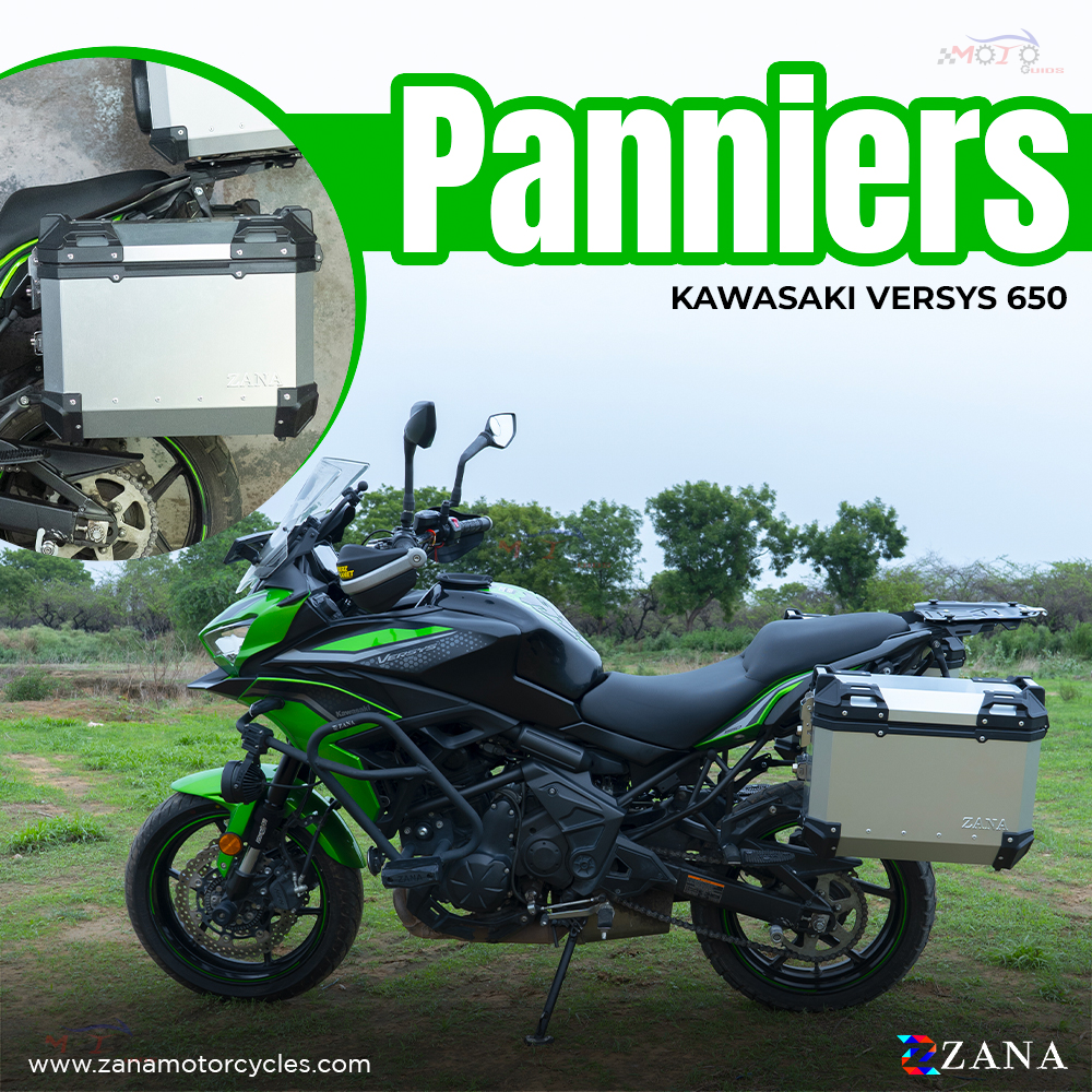 Zana- Panniers ( 36 LTR ) Aluminium L-Flat Silver With Frame For Kawasaki Versys 650