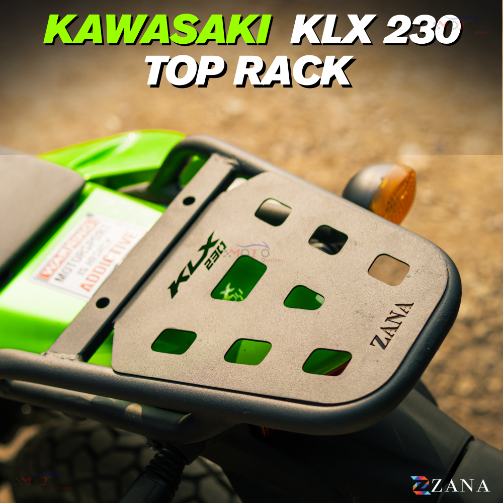 Zana- Top Rack With Plate Type-W (Compatible with Pillion Backrest)For Kawasaki KLX 230 ( MS ,Black )(Coming Soon Pre-Booking Open Now )